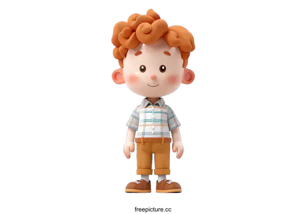 [Transparent Background PNG]Cute Cartoon Boy 3D Render Isolated on White Background