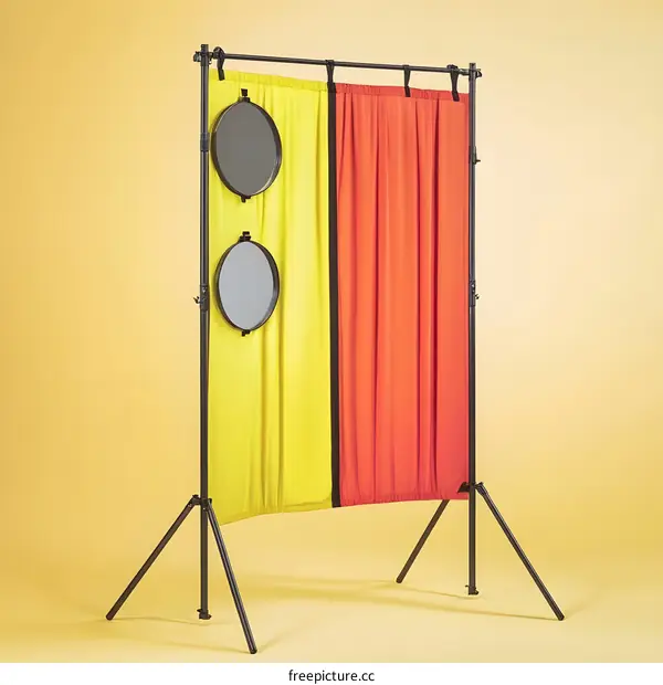 Yellow and Red Photography Background with Two Reflectors