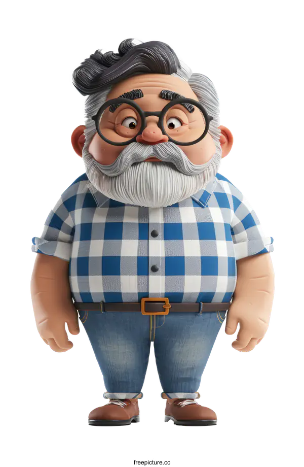 3D Render of a Cartoon Man with a Worried Expression