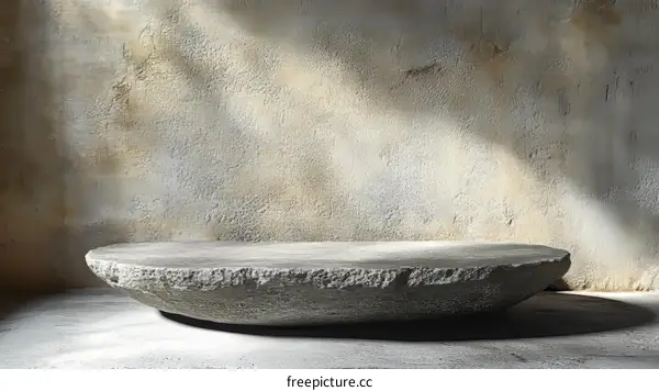 Rustic Stone Platform Against Aged Wall