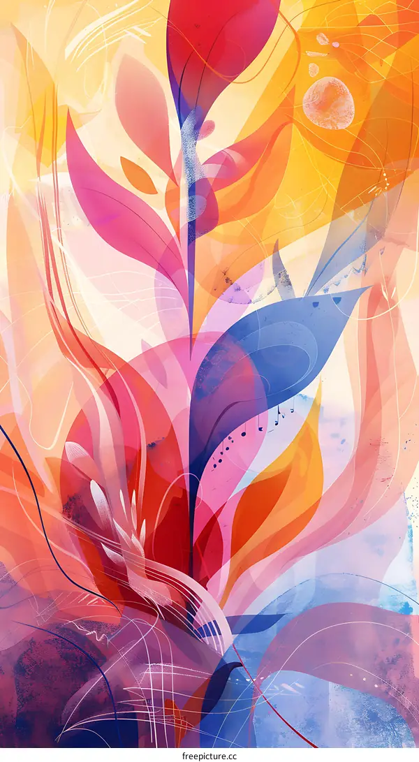 Abstract Watercolor Painting with Colorful Shapes