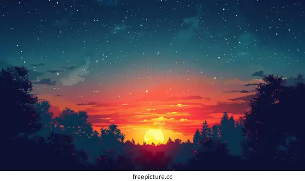 Sunset in the Forest