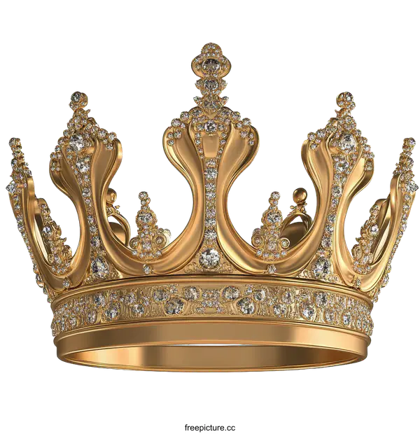[Transparent Background PNG]Golden Crown with Diamonds  Luxury Royal Headwear