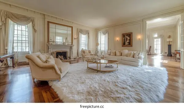 Elegant Living Room Interior Design in Cream and Beige