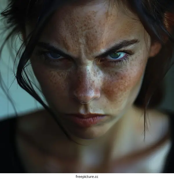 Close Up Portrait of a Woman with Freckles