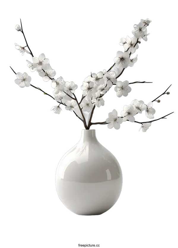 [Transparent Background PNG]White Flowers in a White Vase