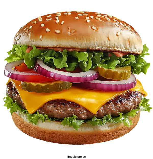 [Transparent Background PNG]Delicious Gourmet Cheese Burger