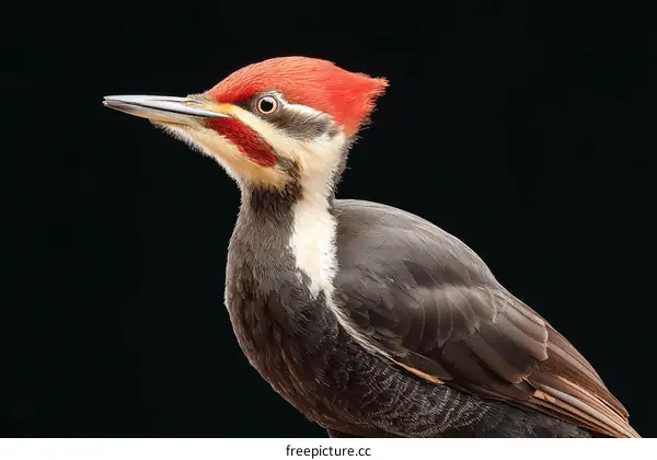 Close-up Portrait of a Pileated Woodpecker