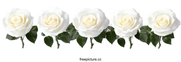 [Transparent Background PNG]Beautiful White Roses in a Row