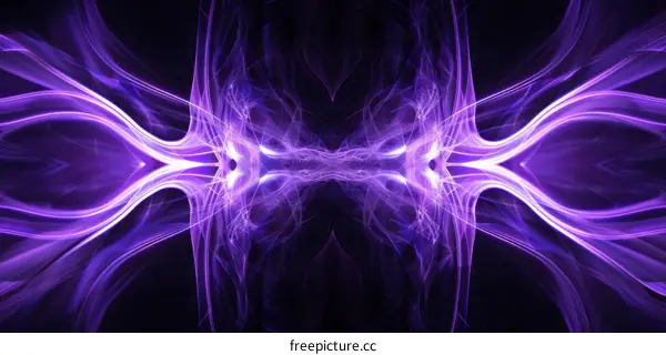 Purple abstract fractal light curves on black background