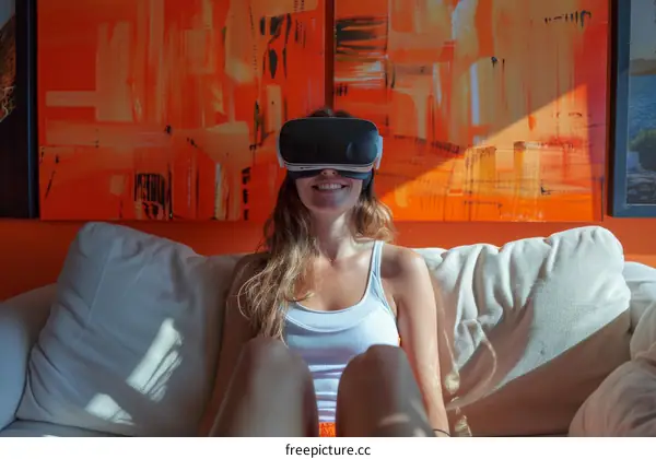 Woman Experiencing Virtual Reality Technology