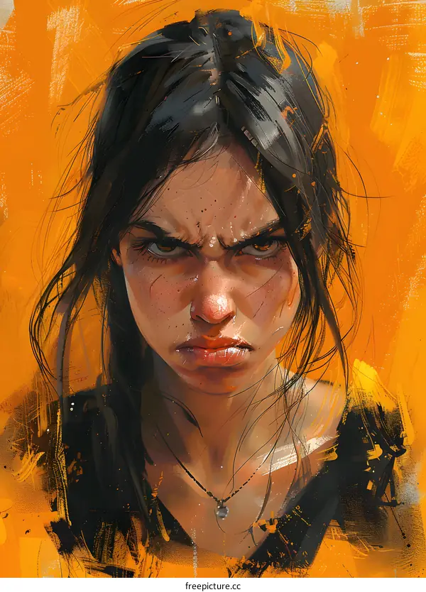 portrait of a  fierce looking woman