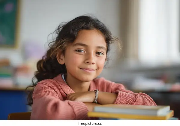 Smiling Girl in Classroom Setting