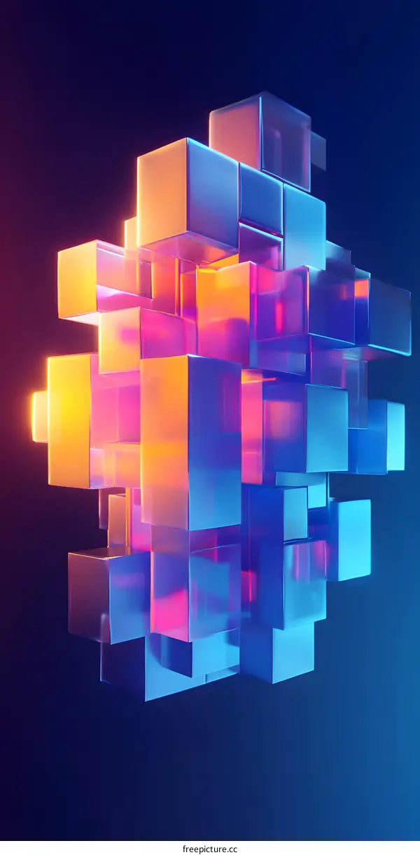 Abstract 3D Colorful Neon Light Geometric Shapes