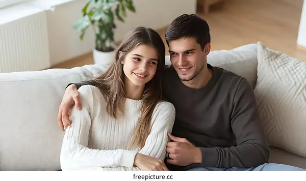 Couple Relaxing on a Sofa
