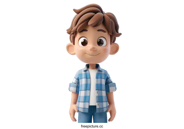 [Transparent Background PNG]3D rendering of a cute cartoon boy