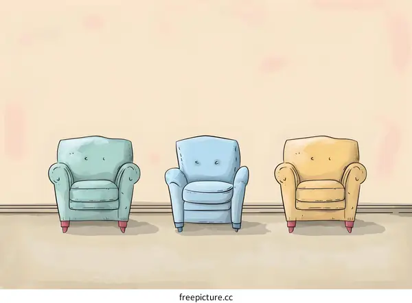 Three Armchairs in a Room