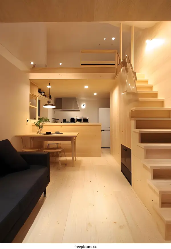 Modern Loft Style Apartment with Wooden Interior Design