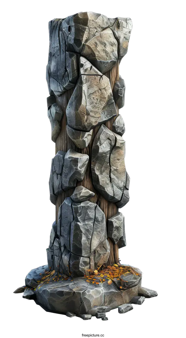 [Transparent Background PNG]Stone and Wood Letter I on a transparent background