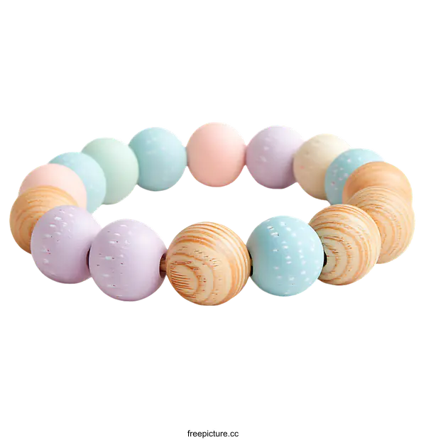 [Transparent Background PNG]Colorful Wooden Bead Bracelet