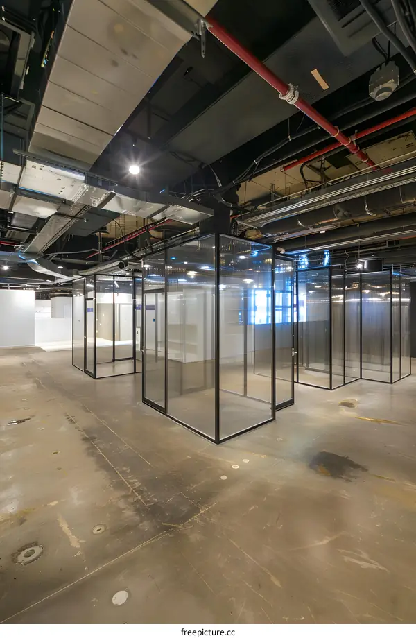 Empty Office Space with Glass Walls