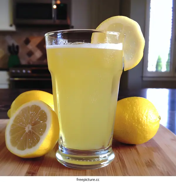 Refreshing Lemonade With Fresh Lemon Slices
