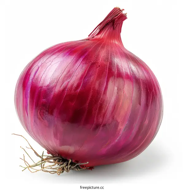 Single red onion vegetable isolated on white background
