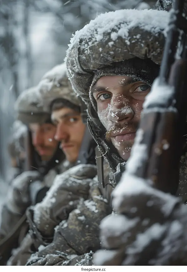Russian soldiers in the snow