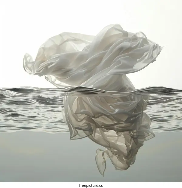 White Fabric Flowing in Water