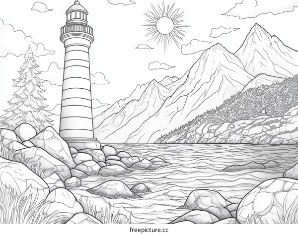 Coastal Lighthouse Illustration Landscape