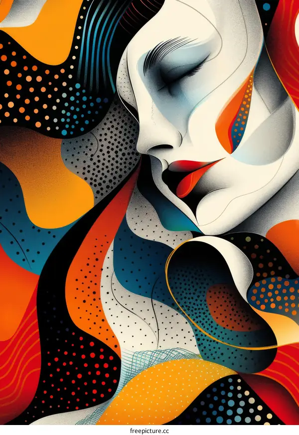 Abstract Colorful Female Portrait Illustration