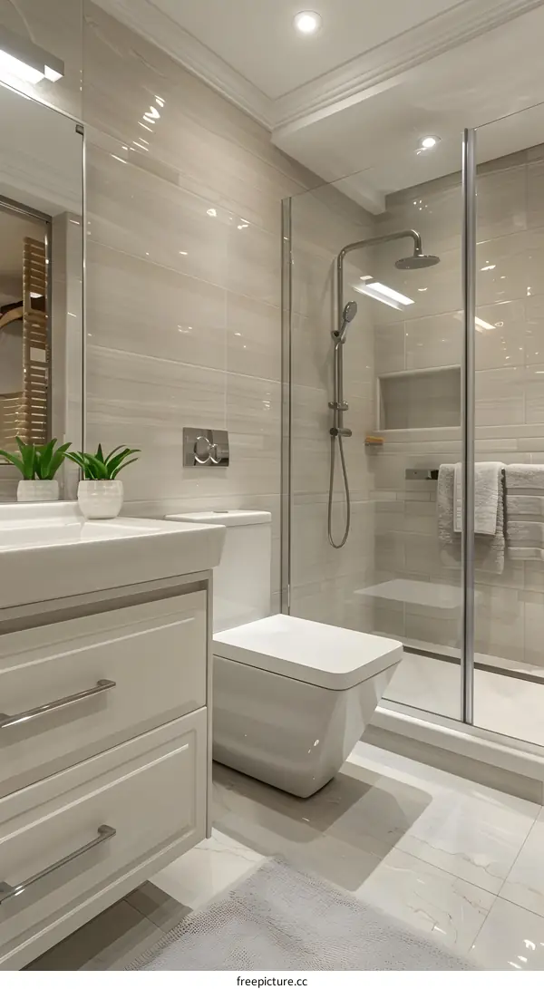 Modern Bathroom Design with Stylish Shower and Sink