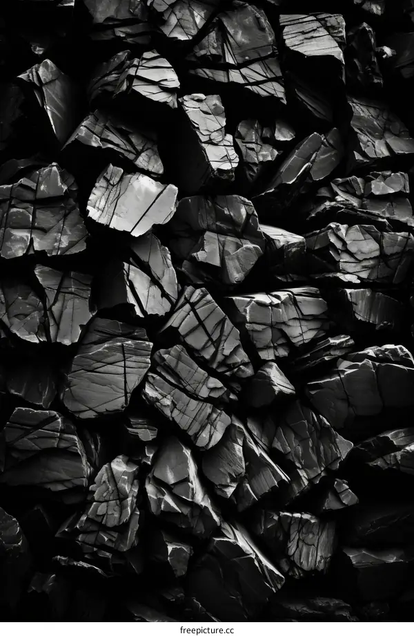 Black and white abstract background of rough stone texture