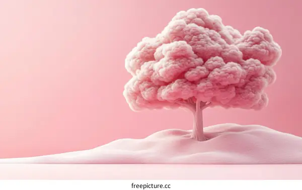 Pink Fluffy Tree in a Pastel Background