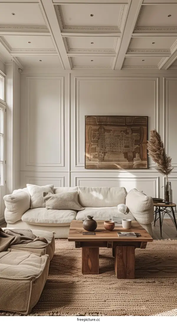 Bright and Airy Living Room With High Ceilings and Large Windows