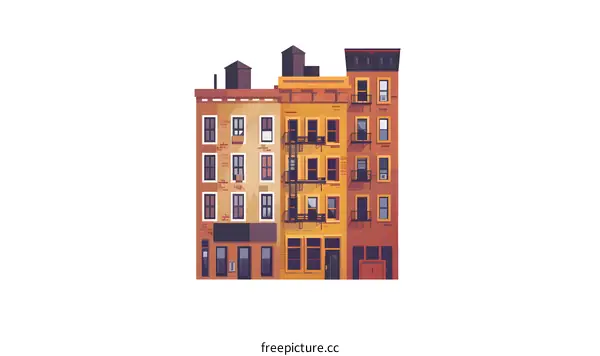 Illustration of a Brick Building in New York City
