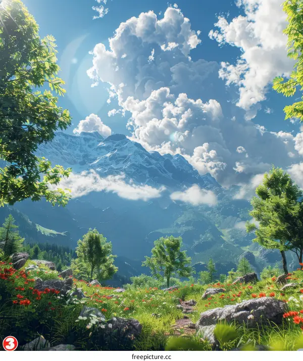 Beautiful Mountain Landscape with Lush Vegetation