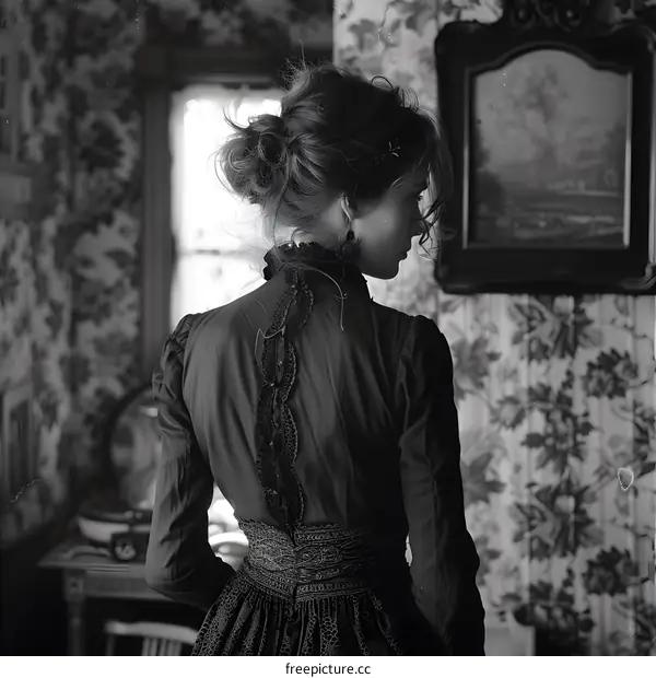 portrait of a woman in a vintage dress