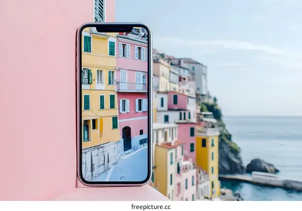 Smartphone with Colorful Italian Cityscape