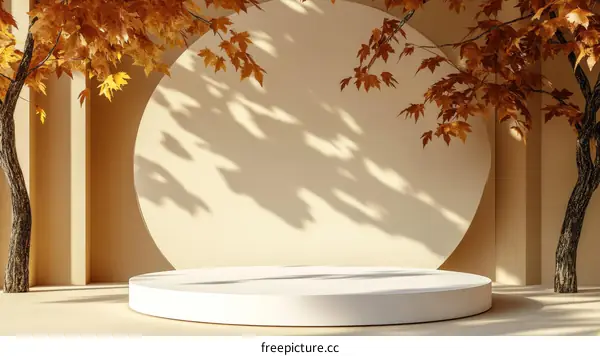 Autumnal Display Podium with Fall Trees
