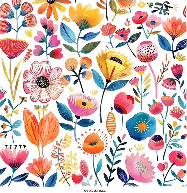 Colorful Floral Pattern Seamless Illustration