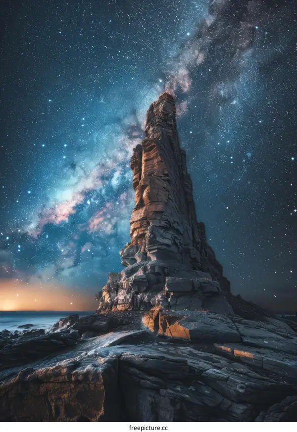 Milky Way Over a Lonely Rock in the Ocean