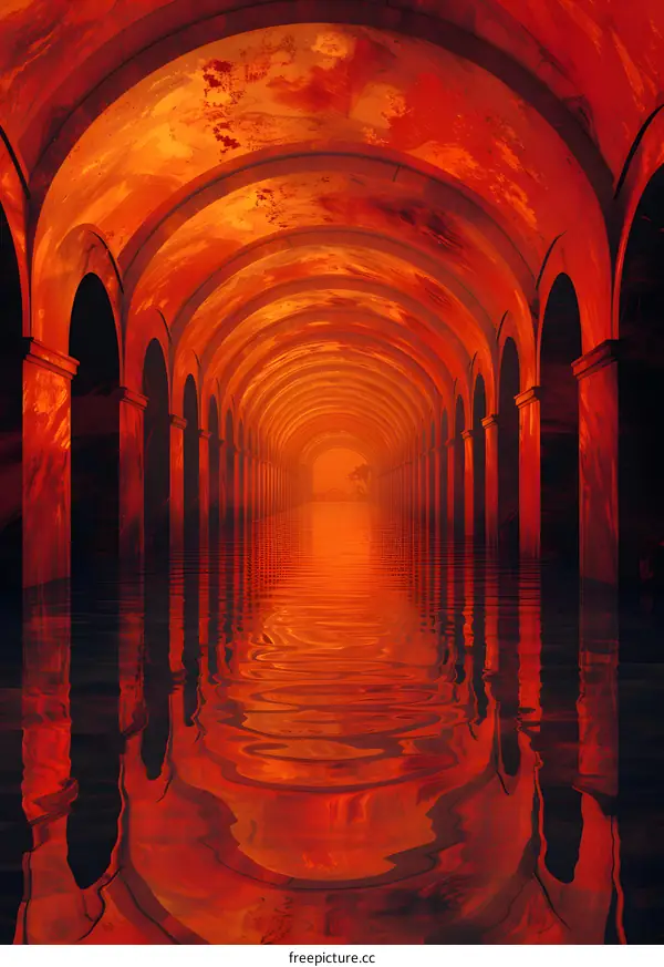 Red archway reflection