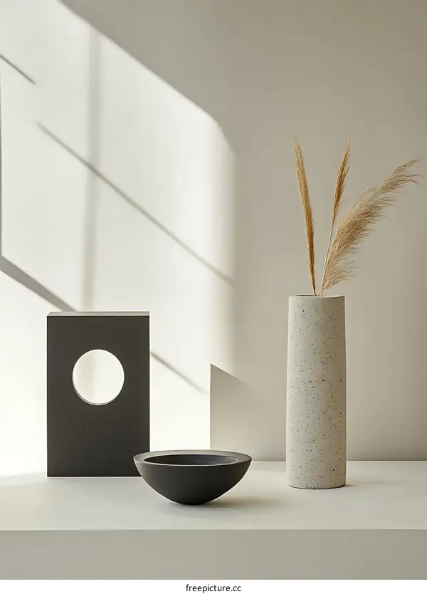 Minimalist Home Decor with a Vase and Geometric Objects