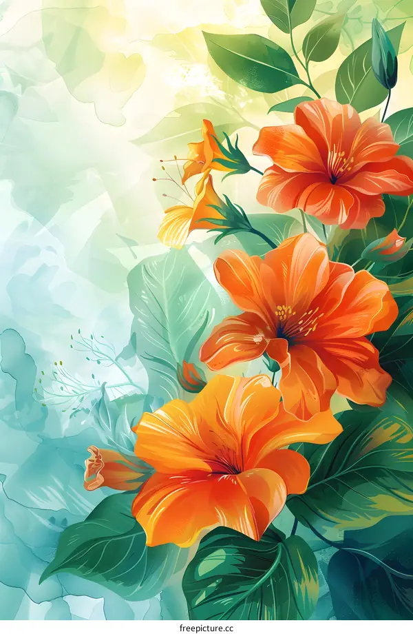 Hand-painted tropical flower illustrations