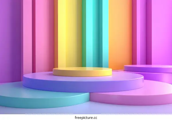 Colorful Geometric Display Podiums