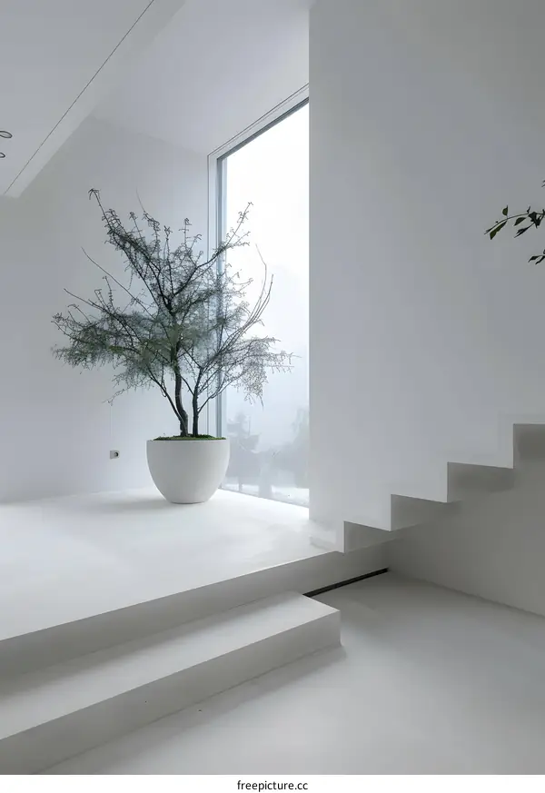 Minimalist Interior Design with White Walls and Large Window
