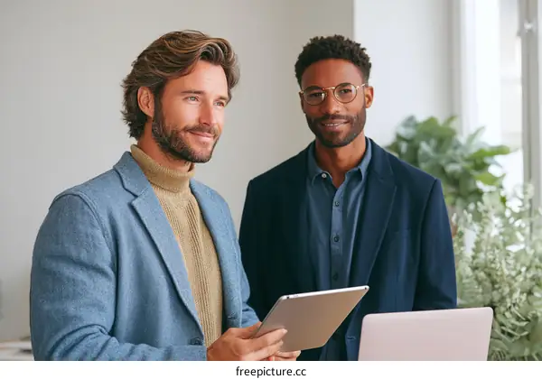 Business Discussion Between Two Caucasian and African-American Men