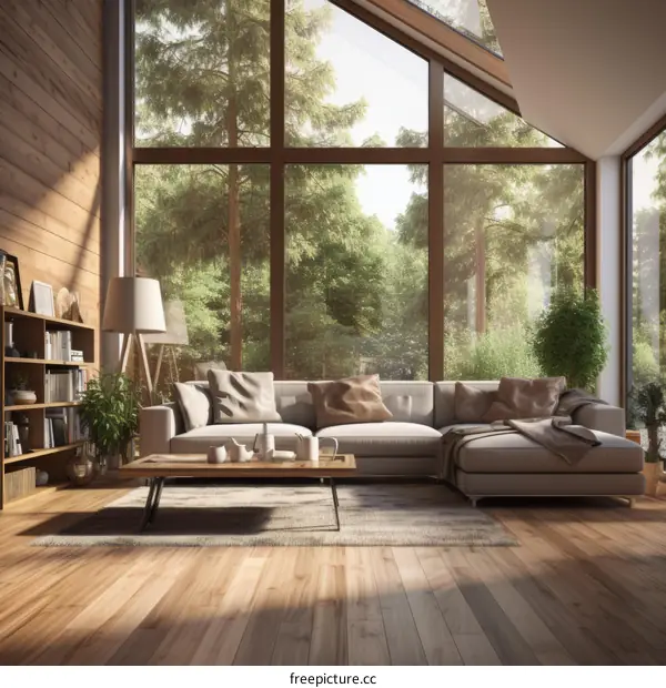 Bright and Airy Living Room With Modern Furniture and Large Windows