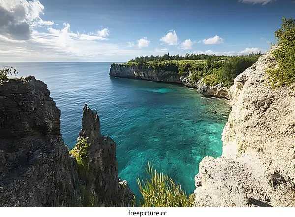 Beautiful Turquoise Water Bay on an Island